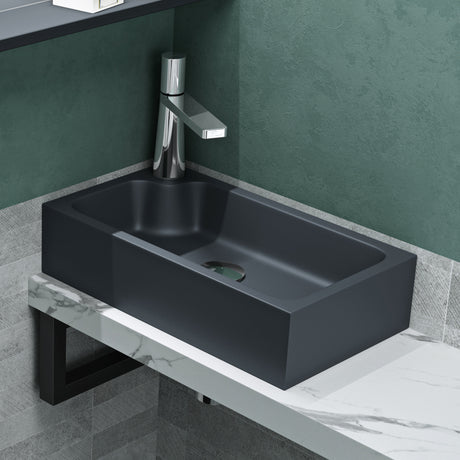 Lavabo de Invitados Glasvilla Col101  Mineral Cast Compacto con Orificio para Grifo (46 cm)