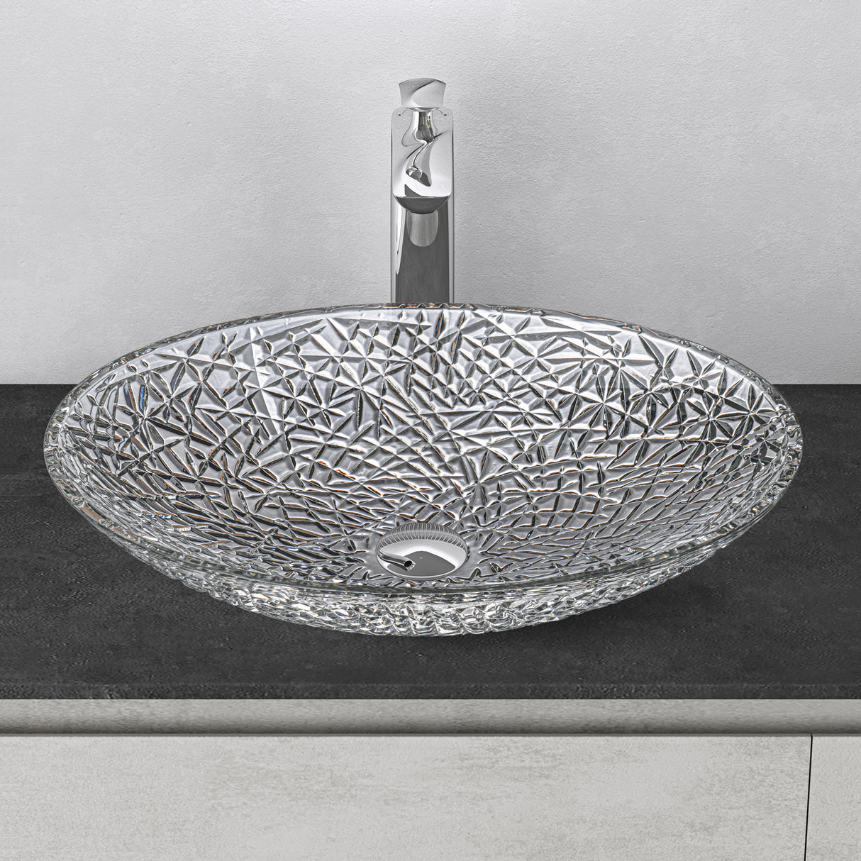 lavabo Glasvilla en verre, vasque à poser, lavabo ovale