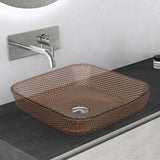 Lavabo en verre à poser Glasvilla, vasque rectangulaire, dimensions L x P x H : 40 x 40 x 11 cm (Minerva03)