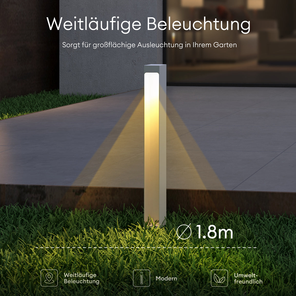 glasvilla Außenleuchte IP65 Wegeleuchte Außen | Außenpollerleuchte für Garten, 3000K Stehlampe Gartenlampe | Außenlampe Standleuchte 5W BaldersLights