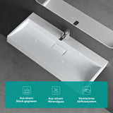 glasvilla Waschbecken Aufsatzwaschbecken Hängewaschbecken Hängewaschtisch inkl. Ablaufgarnitur Mineralguss Rechteckig Waschplatz col19