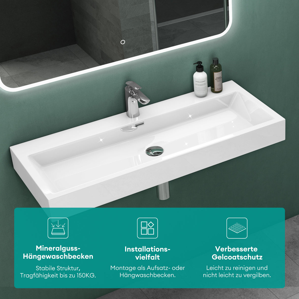glasvilla Lavabo da Appoggio da Minerale Fuso Lavabo Bagno Sospeso Lavandino Bagno Rettangolare Colossum06
