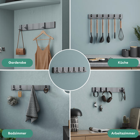 Patères murales Glasvilla sans perçage, porte-manteau mural, crochets muraux en acier inoxydable, barre porte-manteau, crochets Stalo-04+05 