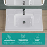 Lavabo encastré Glasvilla blanc brillant, meuble vasque rectangulaire en fonte minérale Col3601