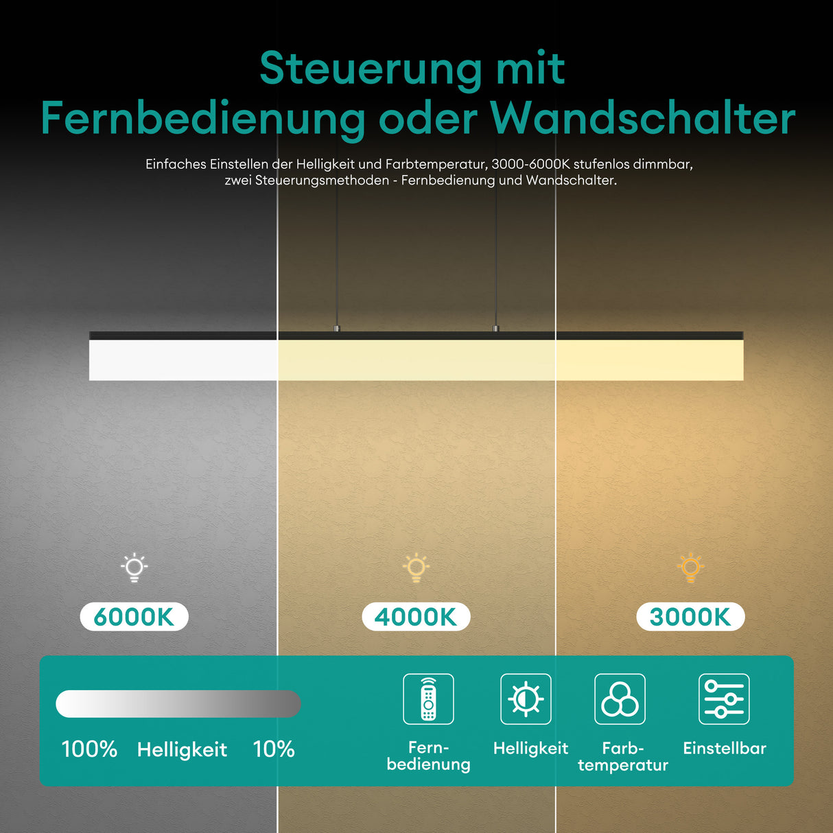 pendelleuchte LED colgante regulable con control remoto cable ajustable lámpara colgante para comedor sala de estar dormitorio