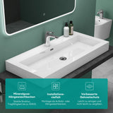 Lavabo Glasvilla Col18, lavabo suspendu, lavabo à poser, en fonte minérale, 1 trou de robinetterie, rectangulaire