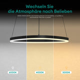 Suspension Glasvilla 50 cm, lampe LED suspendue, design ondulé dynamique, température de couleur réglable 3000K/4000K/6000K, câble 16W, idéale pour salle à manger, salon ou chambre.