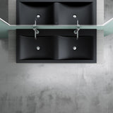 Lavabo Glasvilla, vasque encastrée, meuble sous-vasque, 2 vasques, en fonte minérale, rectangulaire, 2 trous de robinetterie, avec trop-plein, Col03