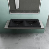 Lavabo Glasvilla, vasque encastrée, meuble sous-vasque, 2 vasques, en fonte minérale, rectangulaire, 2 trous de robinetterie, avec trop-plein, Col03