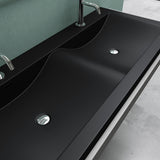 Lavabo Glasvilla, vasque encastrée, meuble sous-vasque, 2 vasques, en fonte minérale, rectangulaire, 2 trous de robinetterie, avec trop-plein, Col03