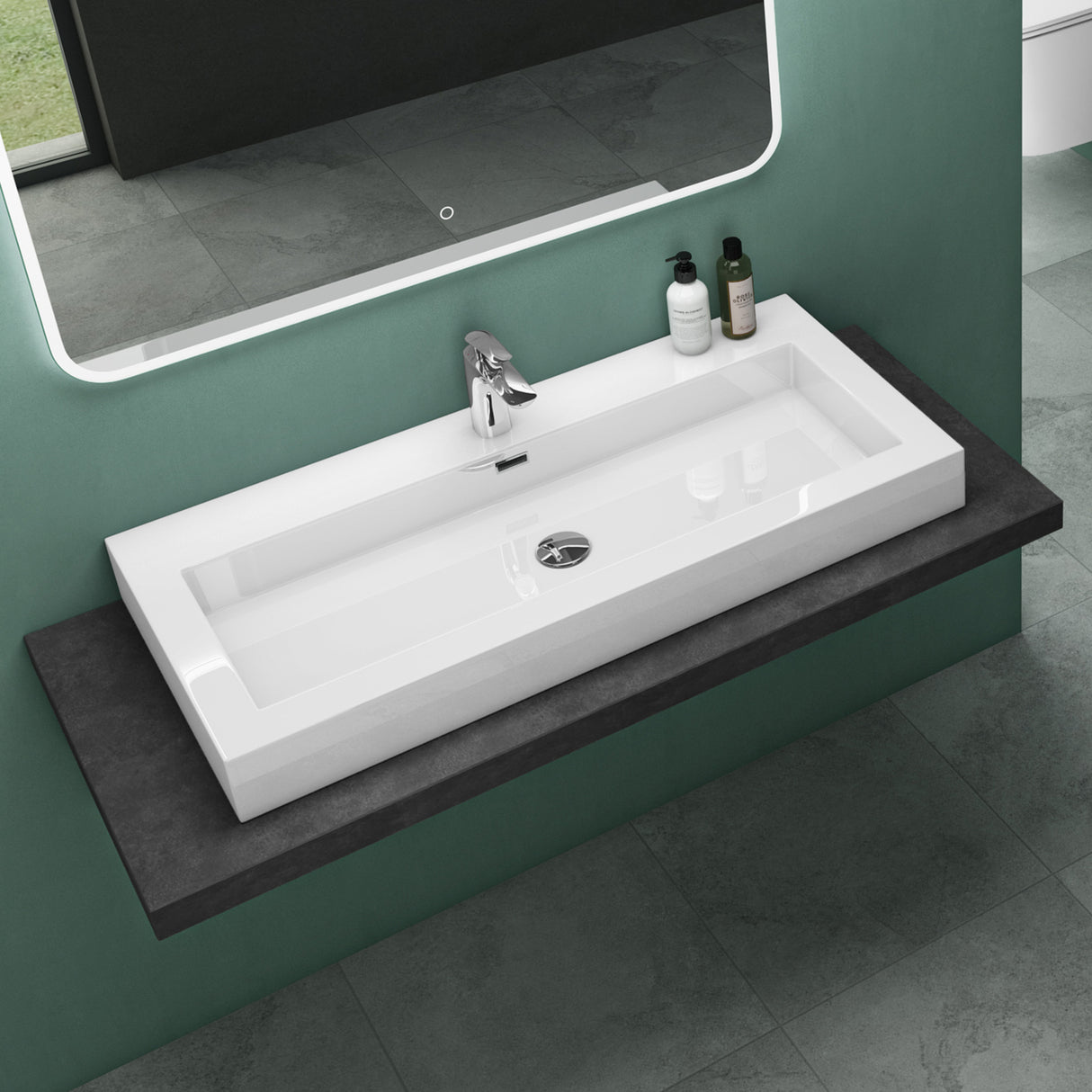 Lavabo Glasvilla Col18, lavabo suspendu, lavabo à poser, en fonte minérale, 1 trou de robinetterie, rectangulaire