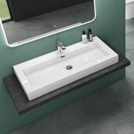 lavabo glasvilla Col18 lavabo suspendido lavabo sobre encimera de mineral 1 orificio para grifo rectangular