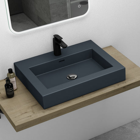 lavabo glasvilla Col18 lavabo suspendido lavabo sobre encimera de mineral 1 orificio para grifo rectangular