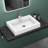 Lavabo Glasvilla Col18, lavabo suspendu, lavabo à poser, en fonte minérale, 1 trou de robinetterie, rectangulaire