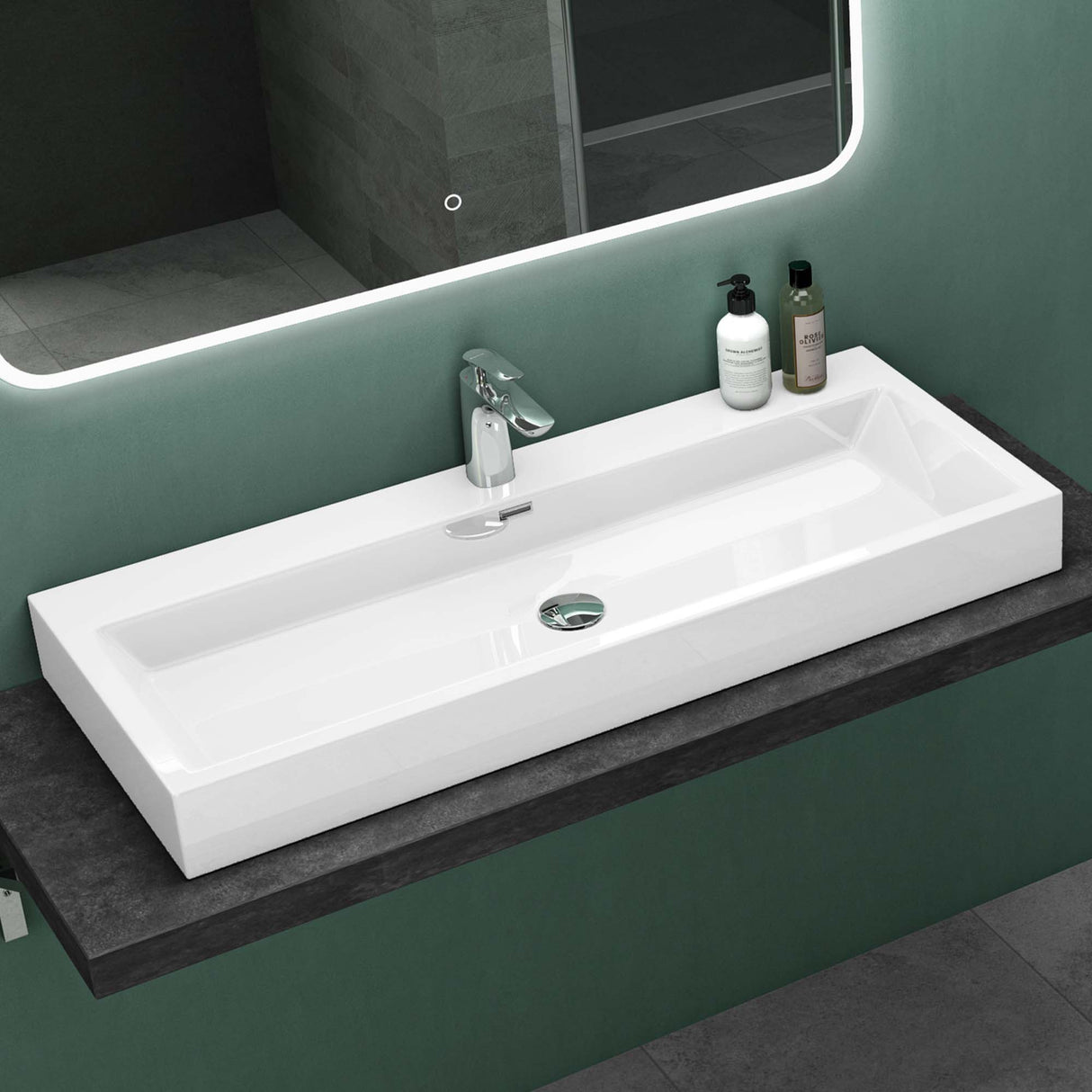 glasvilla Lavabo da Appoggio da Minerale Fuso Lavabo Bagno Sospeso Lavandino Bagno Rettangolare Colossum06