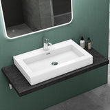 Lavabo Glasvilla Col18, lavabo suspendu, lavabo à poser, en fonte minérale, 1 trou de robinetterie, rectangulaire