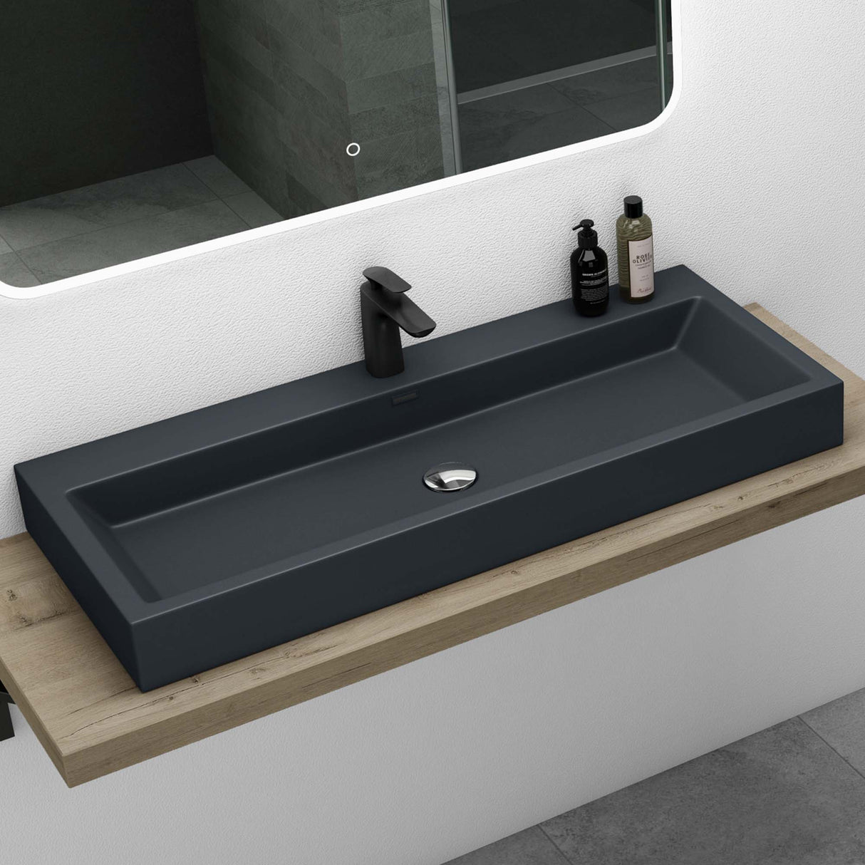 glasvilla Lavabo da Appoggio da Minerale Fuso Lavabo Bagno Sospeso Lavandino Bagno Rettangolare Colossum06