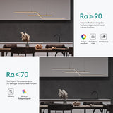 glasvilla Lámpara colgante 105cm LED Lámpara colgante Diseño lineal 3000K/4000K/6000K Cable ajustable 18W Lámpara colgante para comedor sala de estar dormitorio