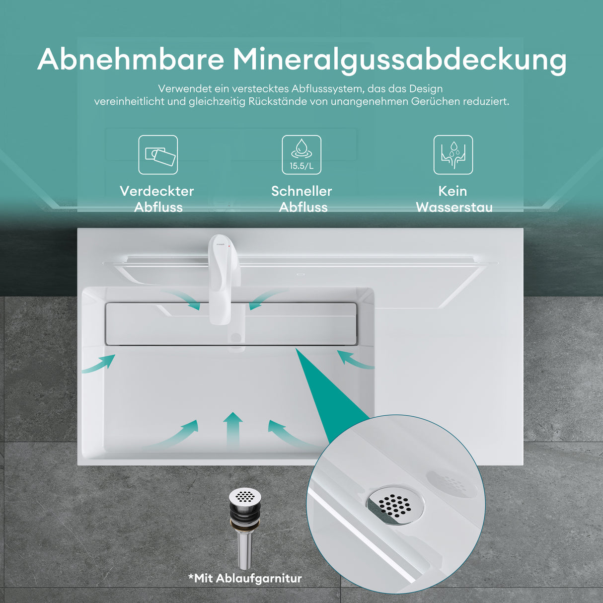 glasvilla Waschbecken Aufsatzwaschbecken Hängewaschbecken aus Mineralguss Col12