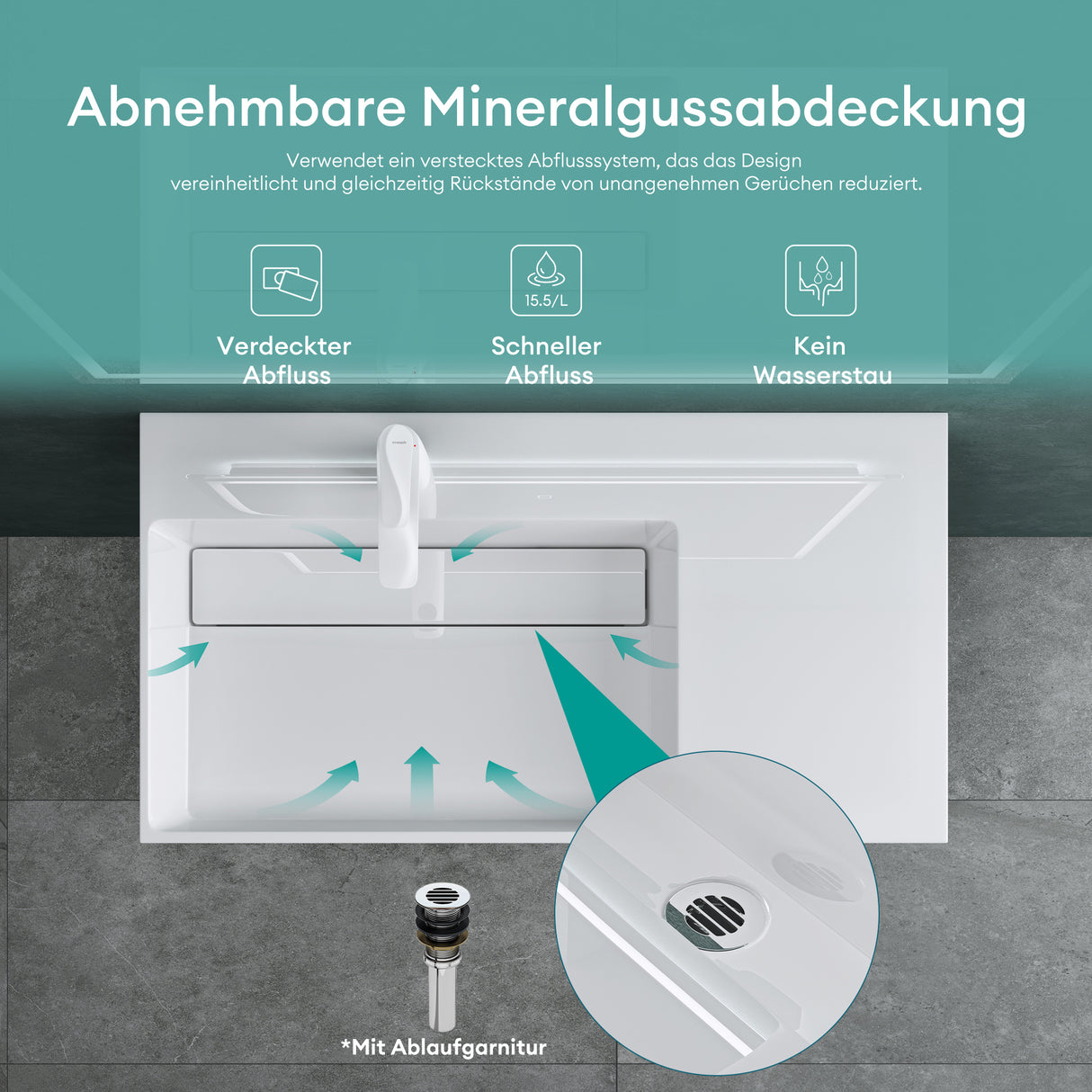 glasvilla Lavabo da Appoggio Lavandino Bagno Sospeso da Marmo Fuso Col12