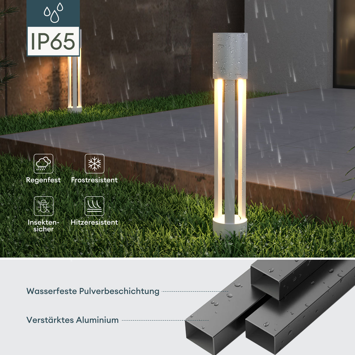 glasvilla Luminaire d’Extérieur ⌀120xH700mm IP65 | Borne et Lampadaire de Jardin 3000K | Éclairage de Chemin Extérieur 10W NeoForge