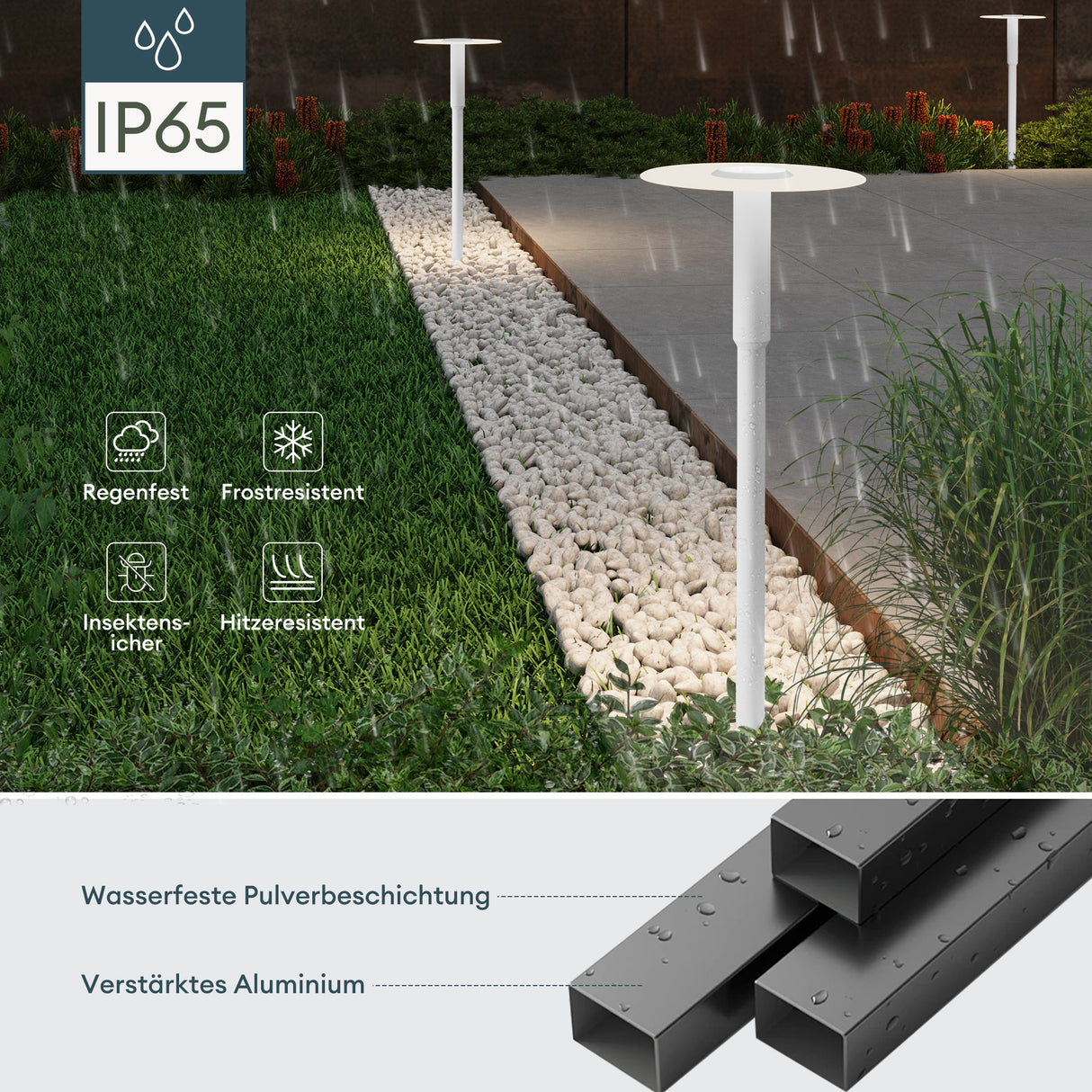 glasvilla Luminaire d’Extérieur ⌀300xH804mm IP65 | Éclairage de Chemin Extérieur | Borne Lumineuse pour Jardin, Lampadaire 3000K | Lampadaire d’Extérieur 6W StellaeLights