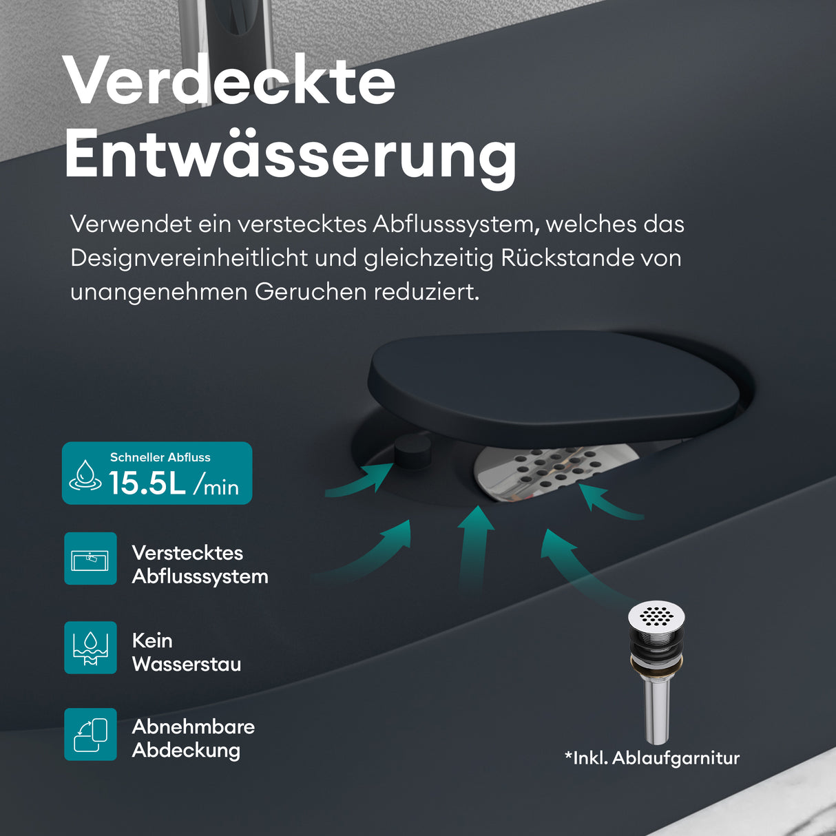 glasvilla lavabo sobre encimera cuenco de mineral compuesto incl. sellado nano Col826