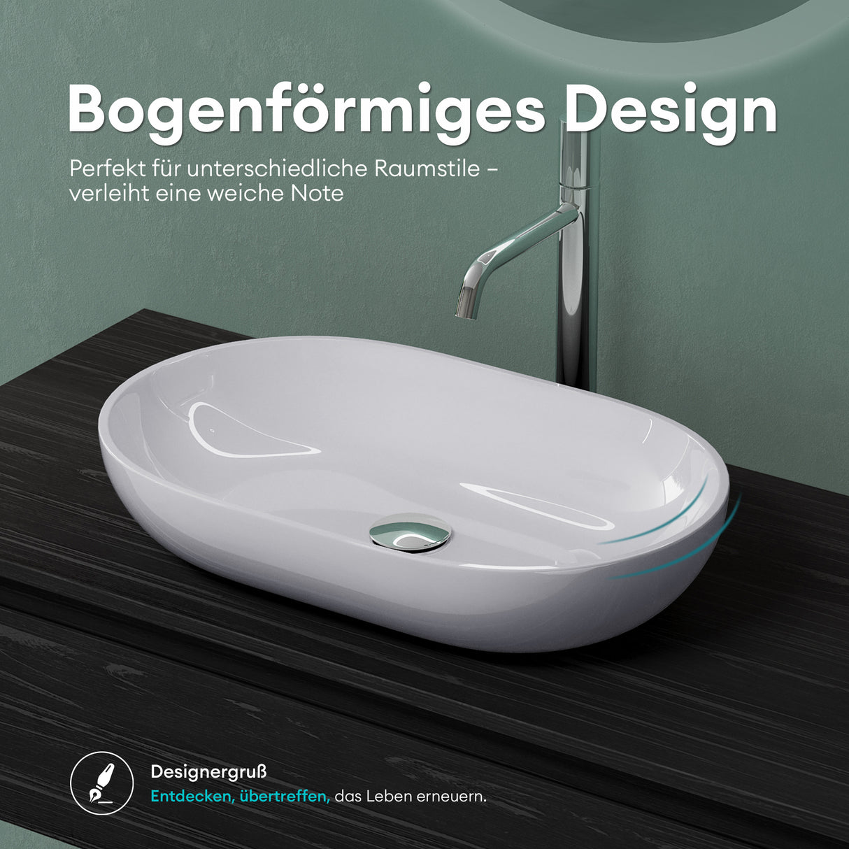 Lavabo Glasvilla, lavabo à poser en fonte minérale, vasque Col808