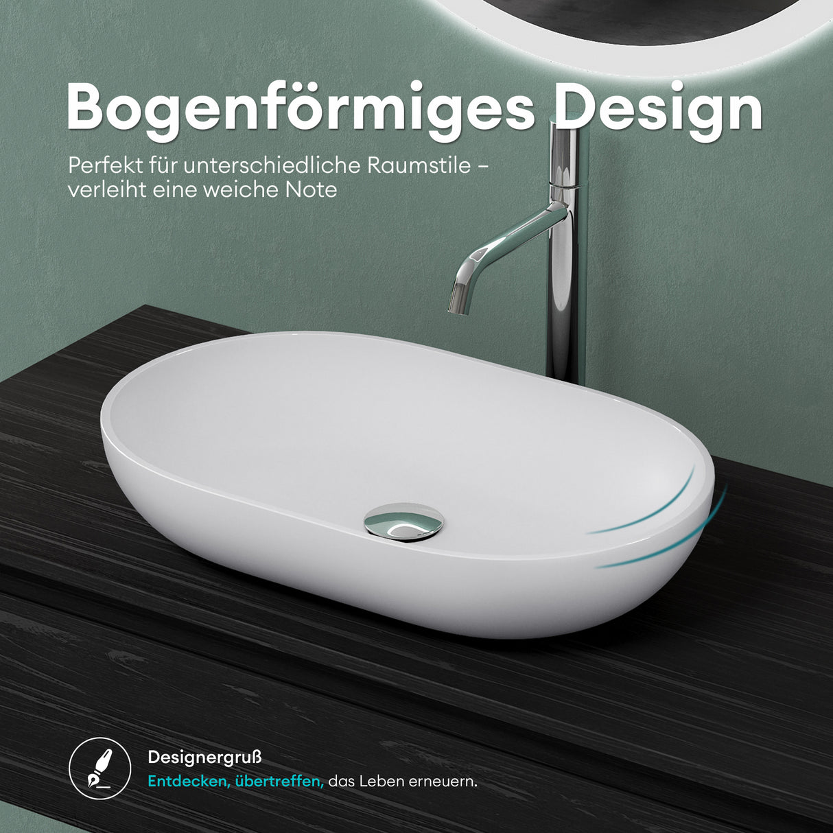 Lavabo Glasvilla, lavabo à poser en fonte minérale, vasque Col808