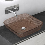 Lavabo en verre à poser Glasvilla, vasque rectangulaire, dimensions L x P x H : 40 x 40 x 11 cm (Minerva03)
