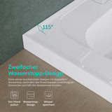 Lavabo encastré Glasvilla blanc brillant, meuble vasque rectangulaire en fonte minérale Col3601