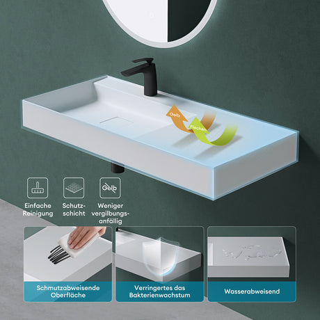 glasvilla lavabo lavabo de encimera lavabo colgante mineral rectangular estación de lavado Col630