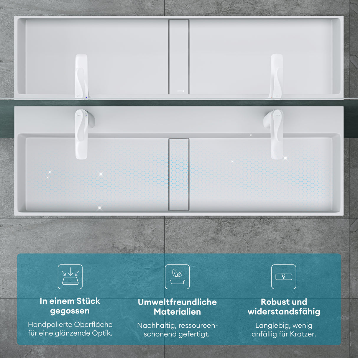 glasvilla Lavabo da Appoggio da Marmo Fuso Lavabo Bagno Sospeso Lavandino Bagno con Foro per la Rubinetteria Col6028