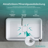 Lavabo Glasvilla, en fonte minérale, lavabo encastré avec couvercle de bonde Col104