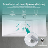 Lavabo Glasvilla, lavabo suspendu, lavabo à poser en matériau minéral moulé, Col810