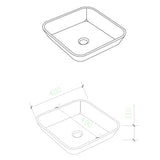 Lavabo en verre à poser Glasvilla, vasque rectangulaire, dimensions L x P x H : 40 x 40 x 11 cm (Minerva03)