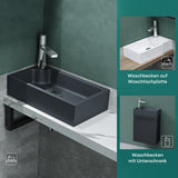 glasvilla Lavabo de invitados WC Lavabo de encimera con orificio para grifo 46x26x11cm Mineralguss Cuadrado Pequeño Cuenco de lavabo Espacio de lavabo Col101