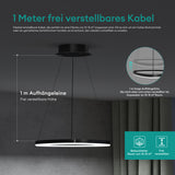 Suspension Glasvilla 50 cm, lampe LED suspendue, design ondulé dynamique, température de couleur réglable 3000K/4000K/6000K, câble 16W, idéale pour salle à manger, salon ou chambre.
