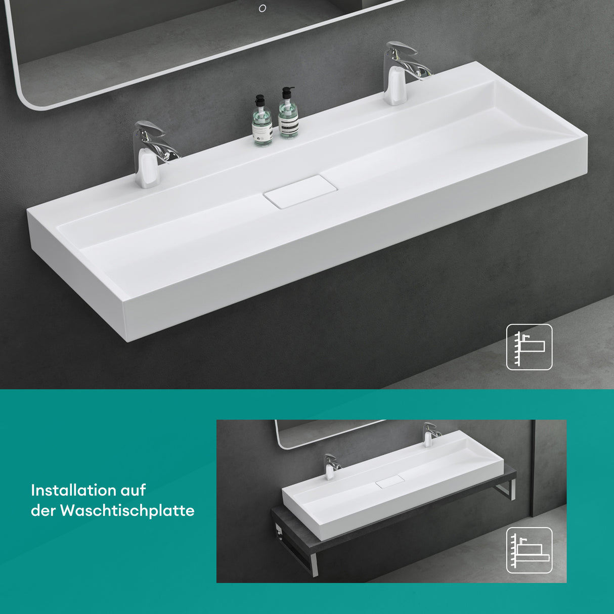 Lavabo Glasvilla Col19 Mineralguss moderno con válvula incluida