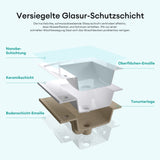 glasvilla Vasque à Encastrer Meuble Sous-Vasque Blanc Brillant en Céramique avec Revêtement NANO Rectangulaire Brüssel912