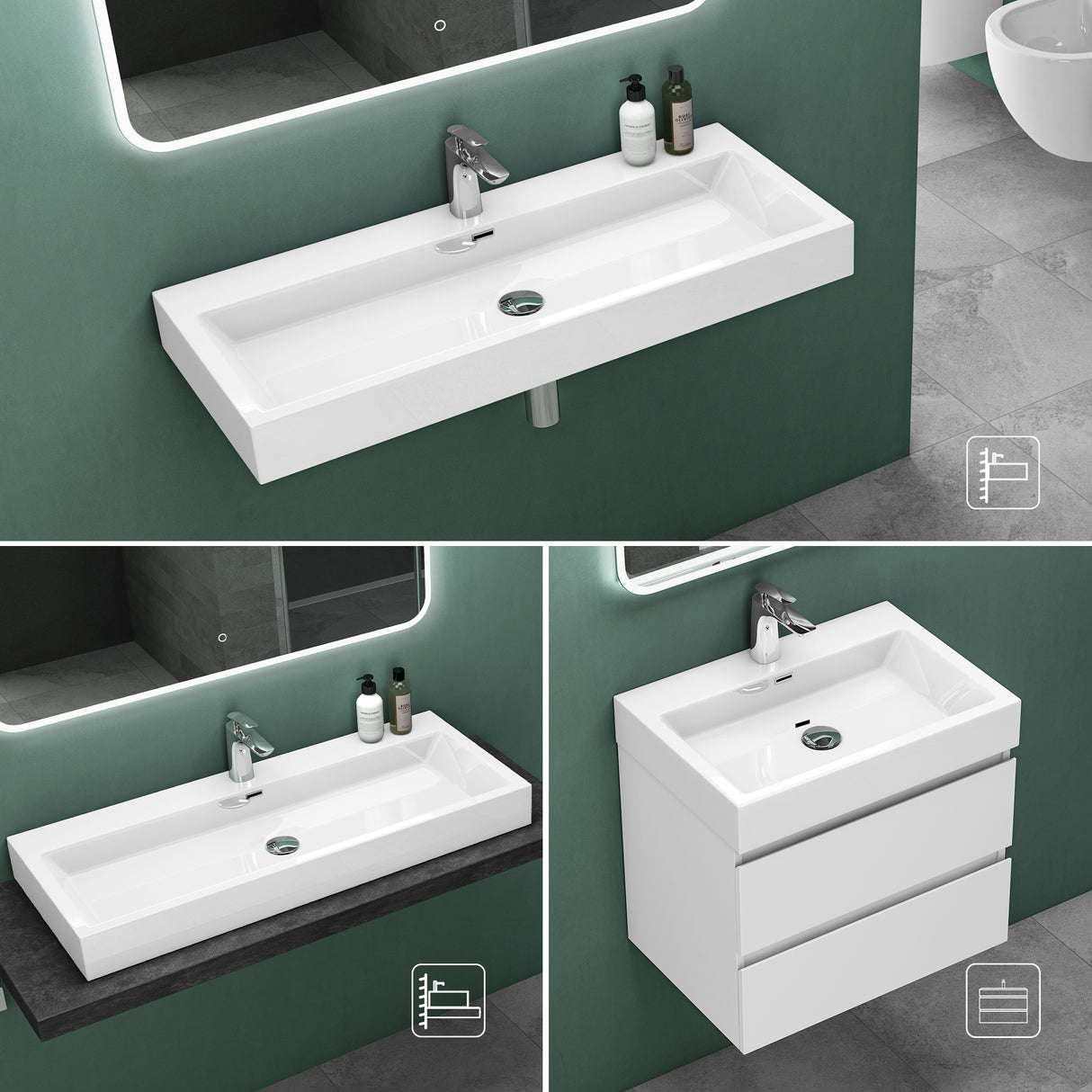 glasvilla Lavabo da Appoggio da Minerale Fuso Lavabo Bagno Sospeso Lavandino Bagno Rettangolare Colossum06
