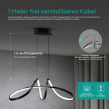 glasvilla Pendelleuchte 90cm LED Hängelampe Dynamisches Wellendesign 3000K/4000K/6000K Verstellbares Kabel 30W Schwarz Hängeleuchte für Esszimmer Wohnzimmer Schlafzimmer