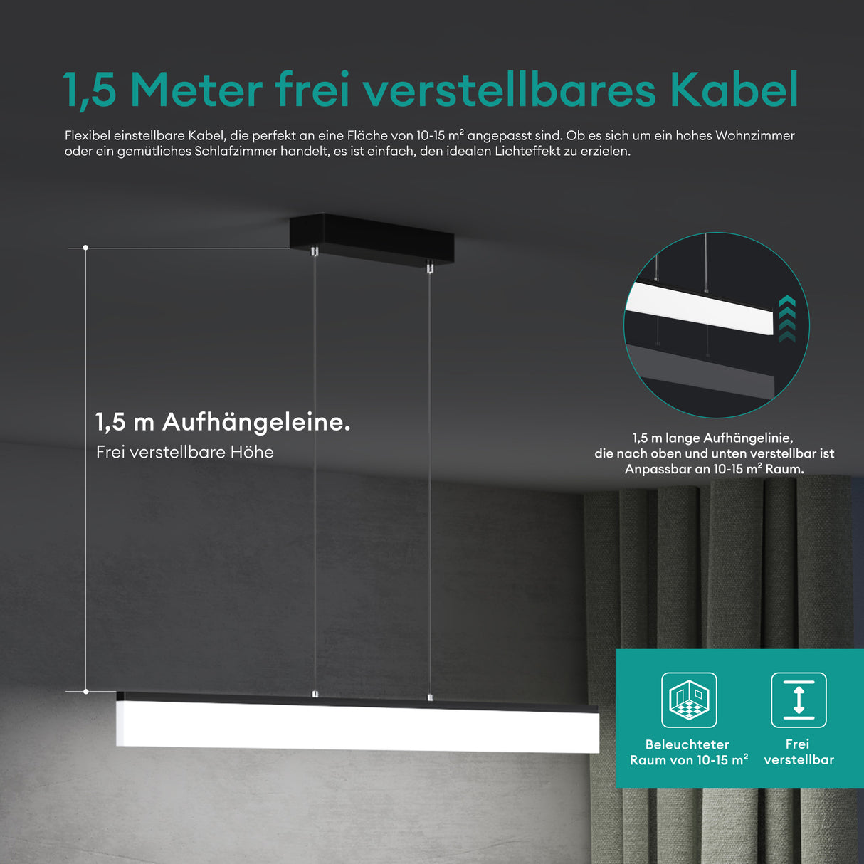 pendelleuchte LED colgante regulable con control remoto cable ajustable lámpara colgante para comedor sala de estar dormitorio