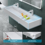 glasvilla Lavabo da Appoggio da Marmo Fuso Lavabo Bagno Sospeso Lavandino Bagno con Foro per la Rubinetteria Col6028