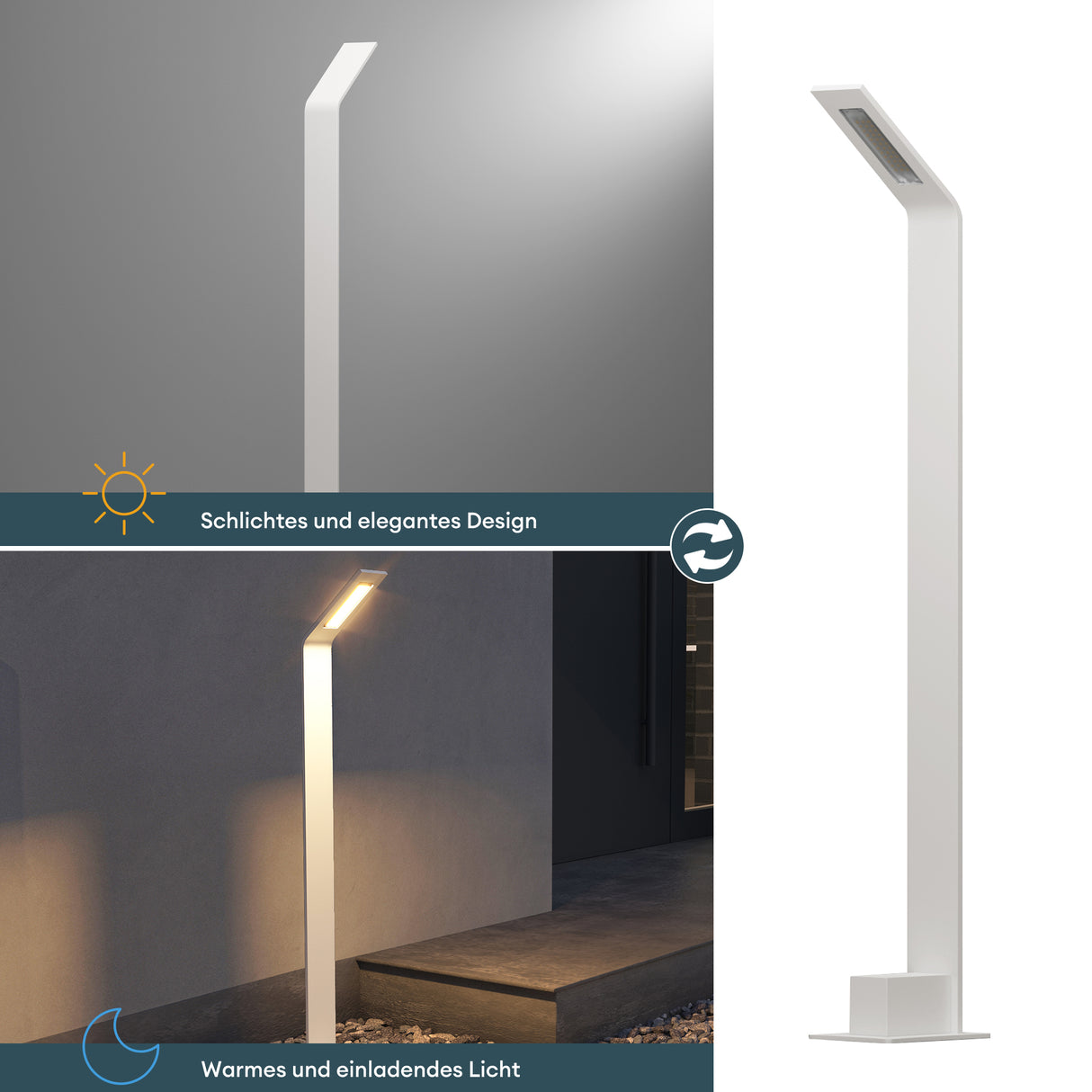 glasvilla Éclairage Extérieur IP65 | Éclairage de Chemin Extérieur | Borne Lumineuse pour Jardin, Lampadaire 3000K | Lampe d’Extérieur Lampadaire 6W Pfadfinder