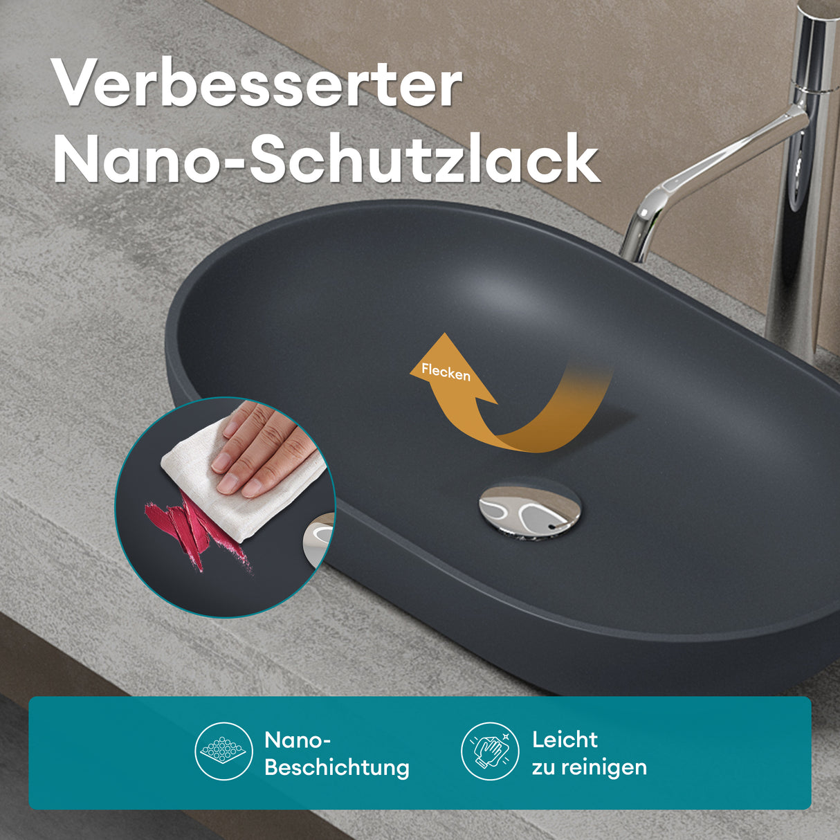 Lavabo Glasvilla, lavabo à poser en fonte minérale, vasque Col808