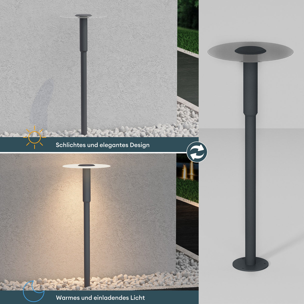 glasvilla Luminaire d’Extérieur ⌀300xH804mm IP65 | Éclairage de Chemin Extérieur | Borne Lumineuse pour Jardin, Lampadaire 3000K | Lampadaire d’Extérieur 6W StellaeLights