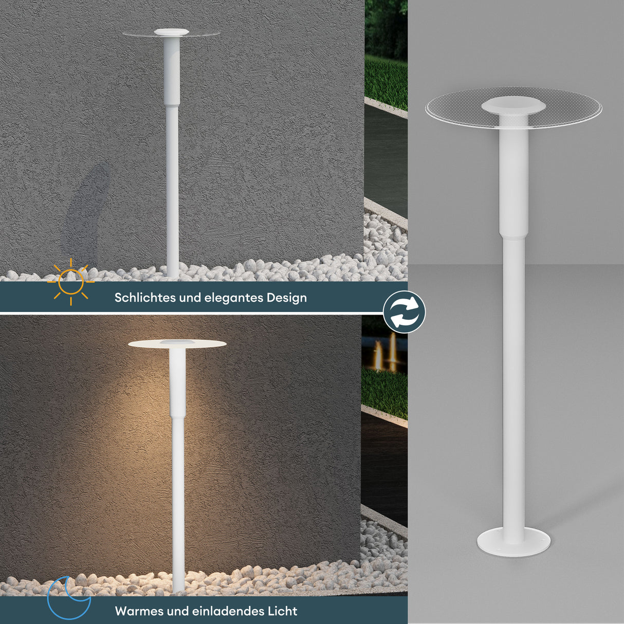 glasvilla Luminaire d’Extérieur ⌀300xH804mm IP65 | Éclairage de Chemin Extérieur | Borne Lumineuse pour Jardin, Lampadaire 3000K | Lampadaire d’Extérieur 6W StellaeLights