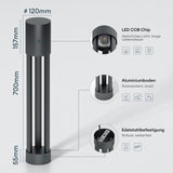 glasvilla Luminaire d’Extérieur ⌀120xH700mm IP65 | Borne et Lampadaire de Jardin 3000K | Éclairage de Chemin Extérieur 10W NeoForge