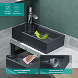 glasvilla Lavabo de invitados WC Lavabo de encimera con orificio para grifo 46x26x11cm Mineralguss Cuadrado Pequeño Cuenco de lavabo Espacio de lavabo Col101